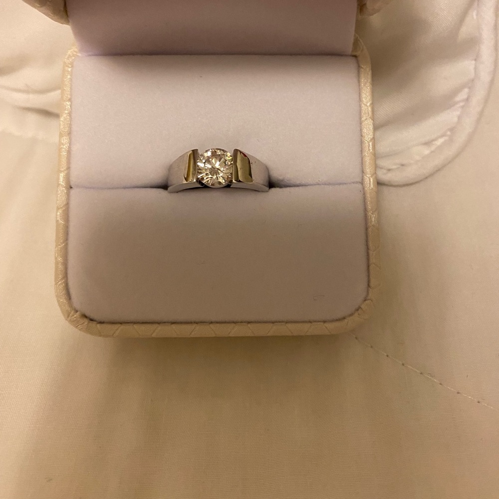Rhodium Plated 925 Sterling Sliver Moissanite 2 Carat Solitaire!